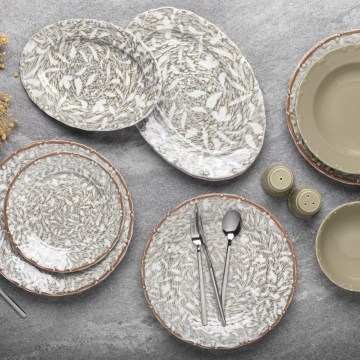 Столовый сервиз 29 шт. коричневый/зелёный/фарфор