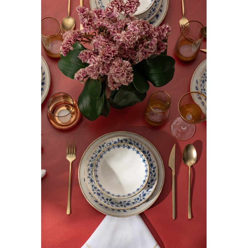 Столовый сервиз из 18 предметов, белый/синий, фарфор