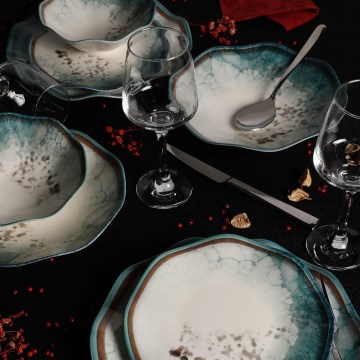 Столовый сервиз из 24 предметов синий/фарфор