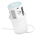 Стовпчик розеток для стільниці зі бездротовою зарядкою 4x230V + 2xUSB-A + 2xUSB-C білий