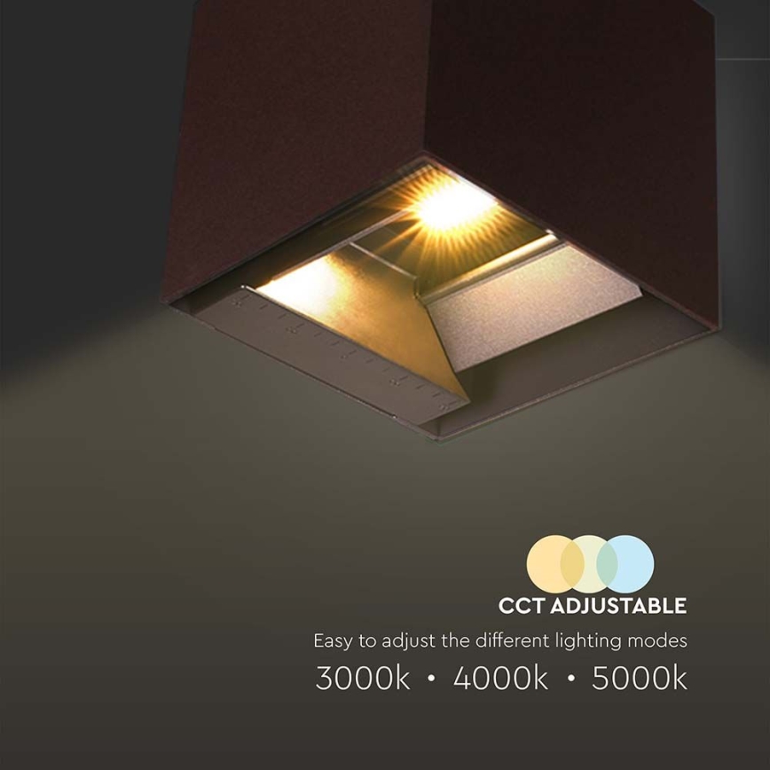 Светодиодный солнечный настенный светильник с датчиком LED/9 Вт/3,7 В 3000/4000/5000K 2600 мАч IP65 коричневый