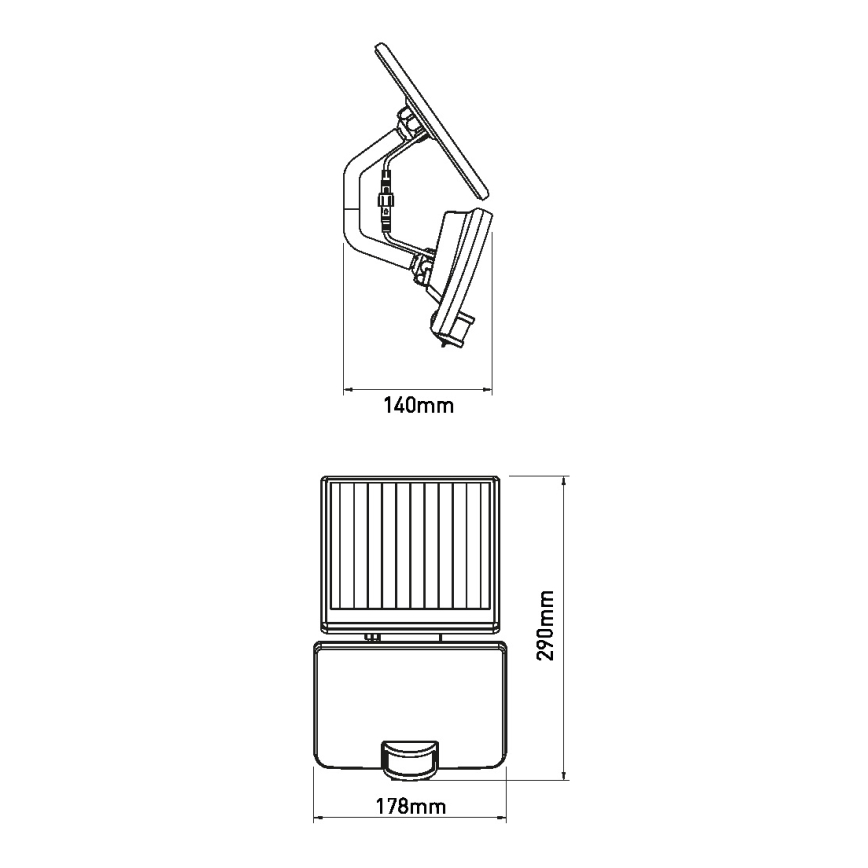 Светодиодный солнечный настенный светильник с датчиком LED/12 Вт/3,7 В 4000 мАч IP54