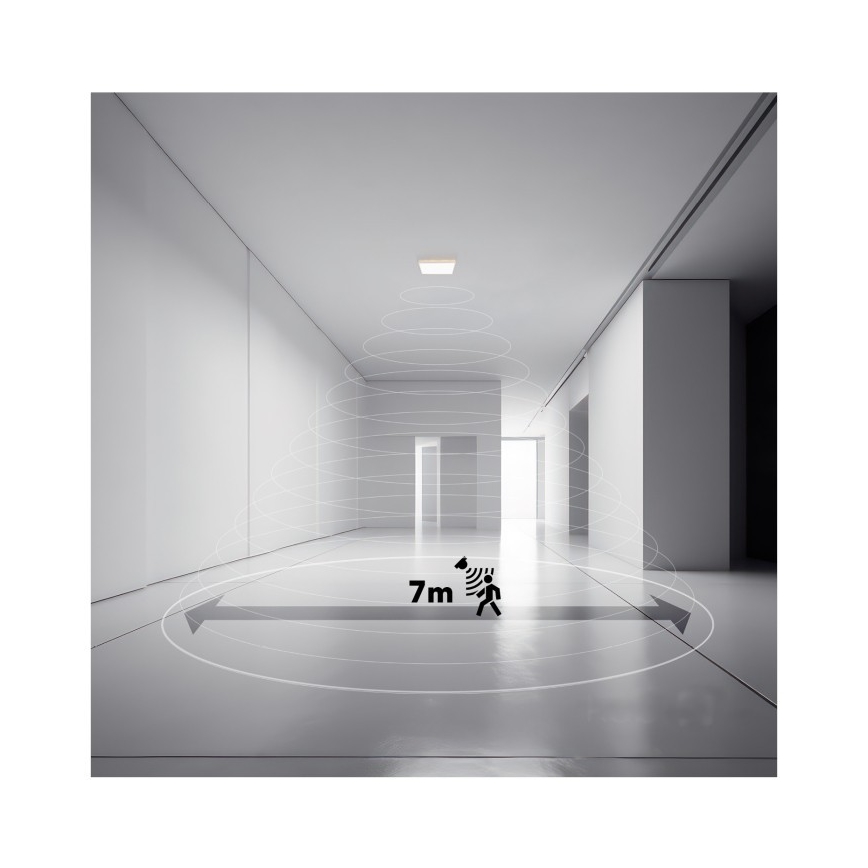 Светодиодный светильник для ванной с датчиком движения и сумерек NIVERA LED/12W/230V IP54 3000/4000/6000K 22,5x22,5 см белый + дистанционное управление