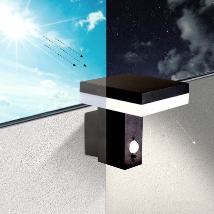 Светодиодный солнечный настенный светильник с датчиком SOLARIS2 LED/5,5W/3,7V 4000K IP44 2600 мАч