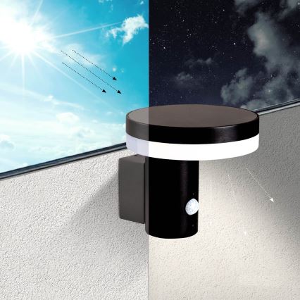 Светодиодный солнечный настенный светильник с датчиком SOLARIS3 LED/5,5W/3,7V 4000K IP44 2600 мАч