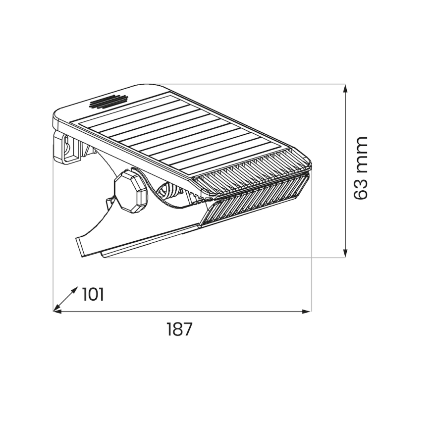 Светодиодный солнечный светильник с датчиком движения и сумерек CLIPS LED/4W/1200 mAh 3,7V IP44 черный