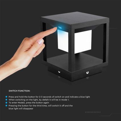 Светодиодный солнечный светильник с датчиком LED/2W/5,5V 3000K IP65 2600 мАч черный