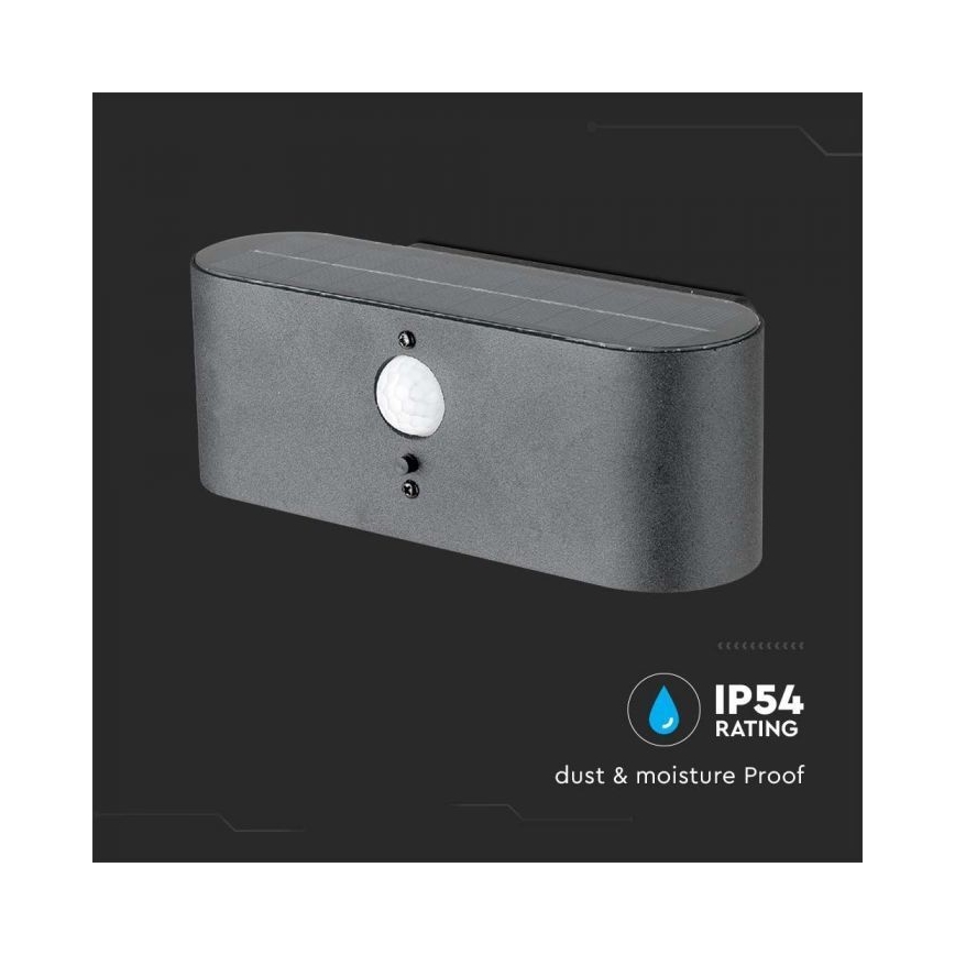 Светодиодный уличный настенный светильник на солнечной батарее с датчиком LED/2,5 Вт/3,7 В 3000K IP54 2000 мАч