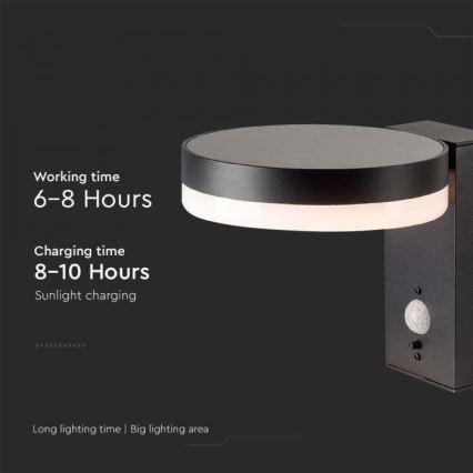 Светодиодный уличный настенный светильник на солнечной батарее с датчиком LED/5,5 Вт/3,7 В 3000K IP54 2000 мАч