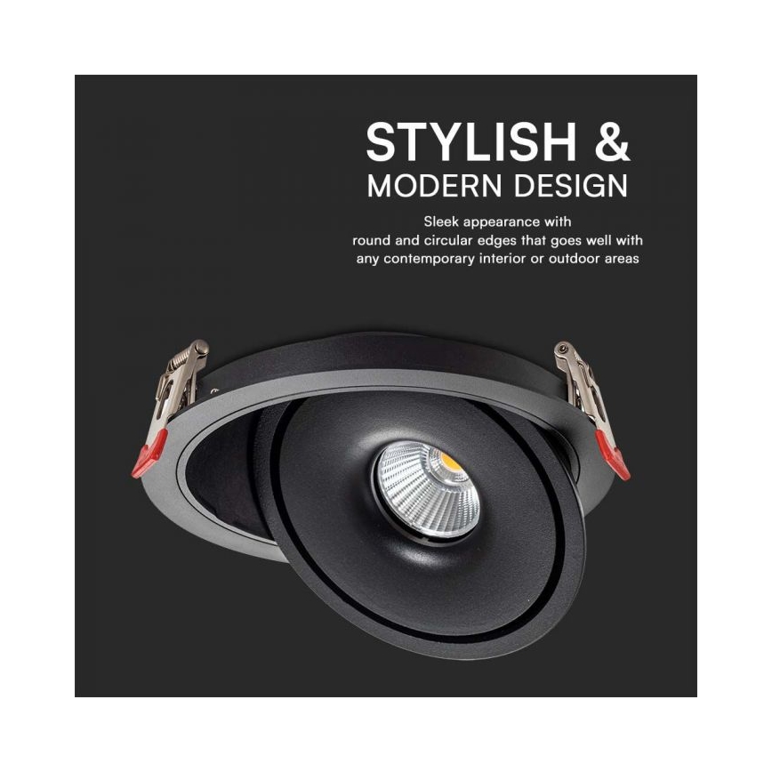 Светодиодный встраиваемый точечный светильник LED/20W/230V 3000/4000/6400K диаметр 16,5 см черный