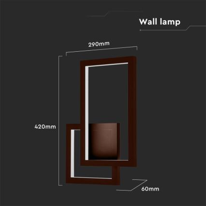 Светильник настенный LED/20Вт/230В 3000К коричневый