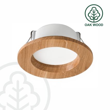 Светодиодный встраиваемый светильник WOODY SPOT LED/5,5W/230V 4000K дуб Ø 10 см