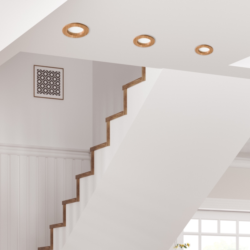 Светодиодный встраиваемый светильник WOODY SPOT LED/5,5W/230V 4000K дуб Ø 10 см