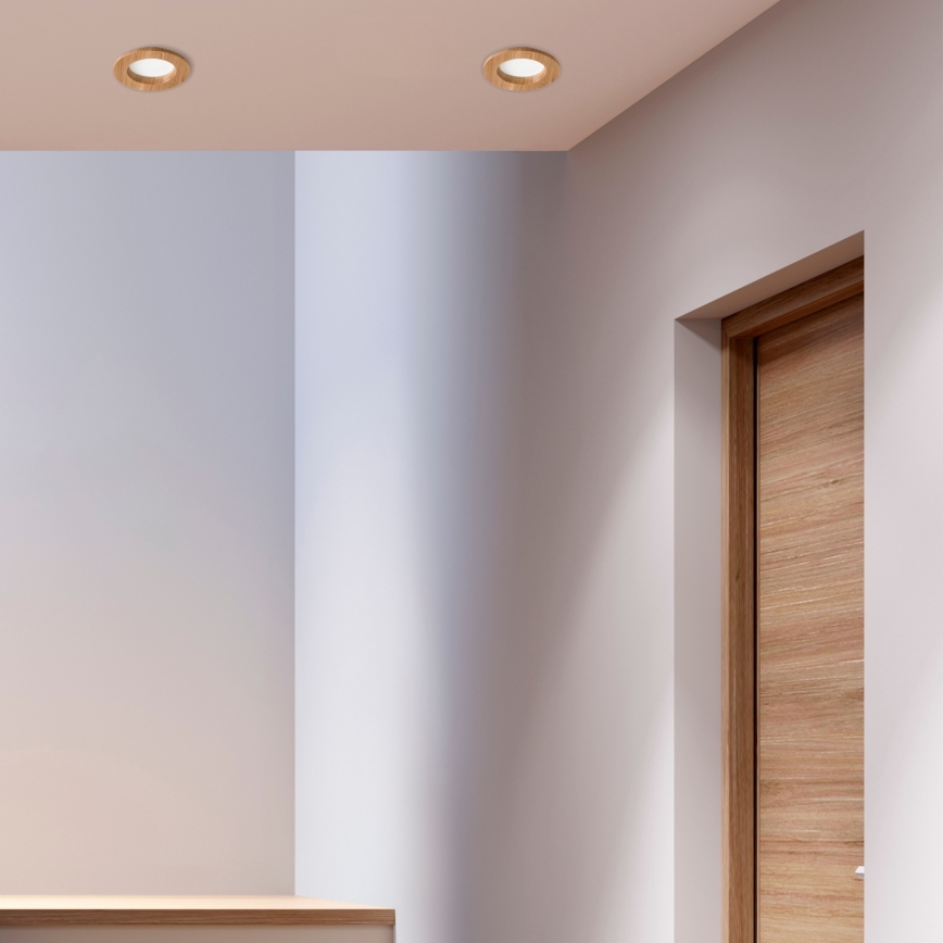 Светодиодный встраиваемый светильник WOODY SPOT LED/5,5W/230V 4000K дуб Ø 10 см