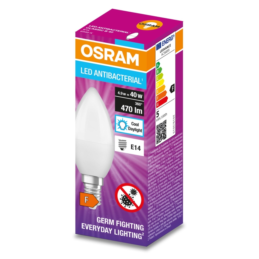 Светодиодная антибактериальная лампа B40 E14/4,9W/230V 6500K - Osram