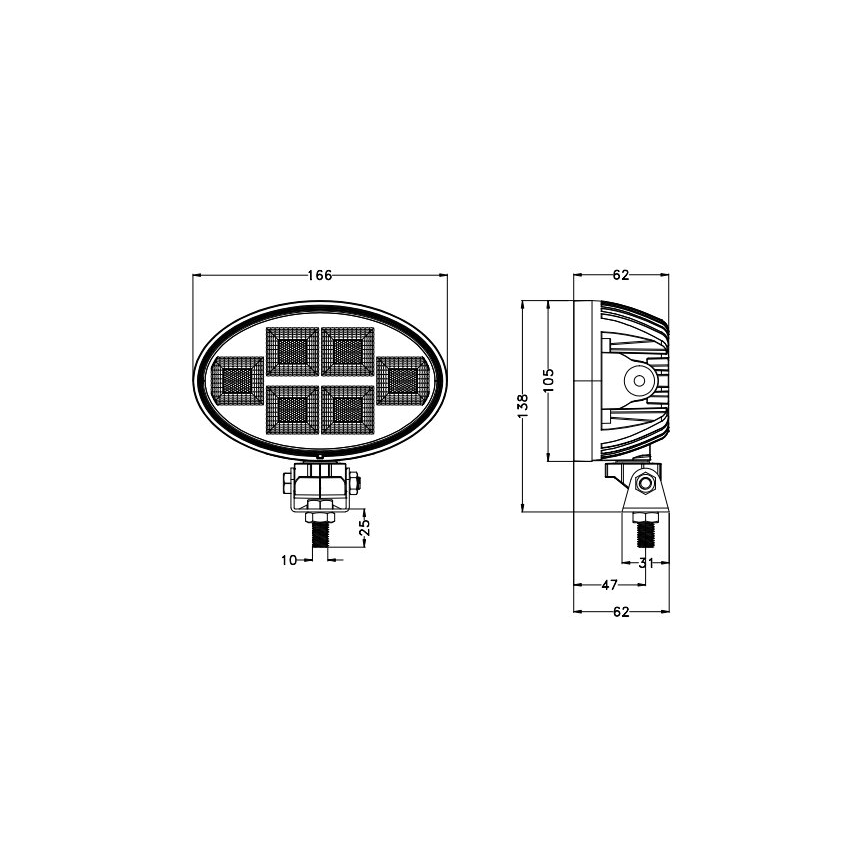 Светодиодная автомобильная фара BLACK LED/150W/10-30V IP69 5700K овальный