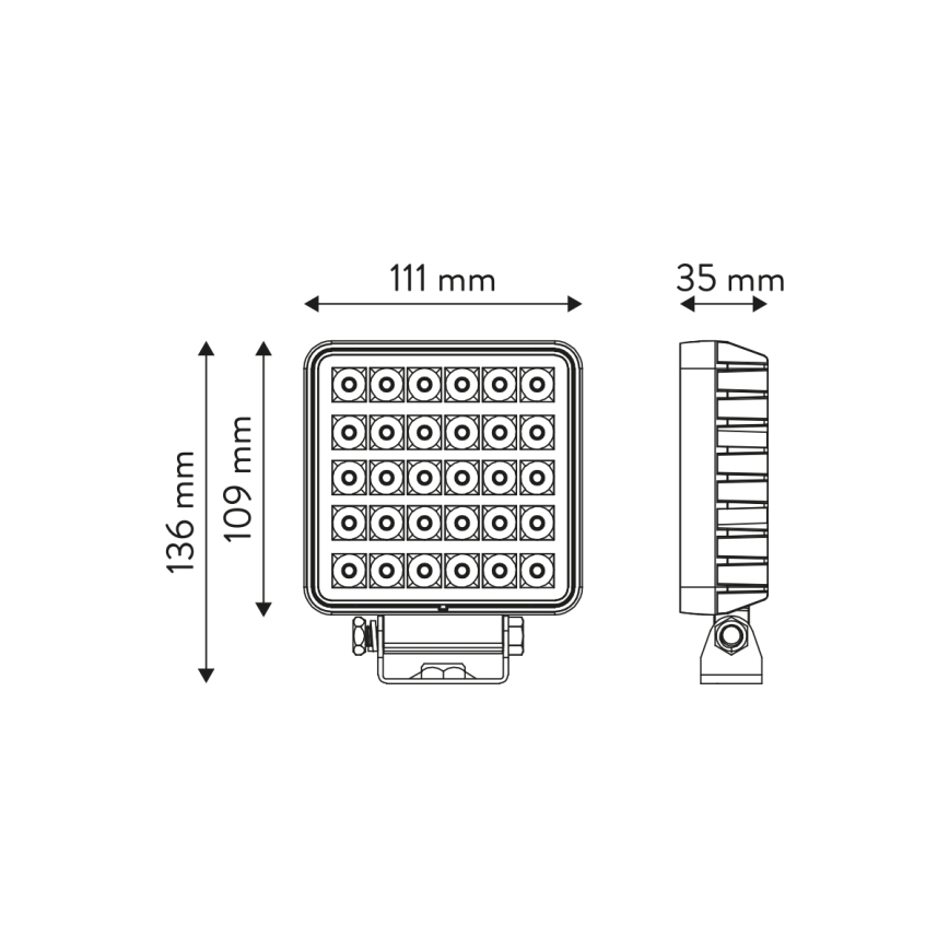 Светодиодная автомобильная фара BLACK LED/30W/10-30V IP69 5700K угловой