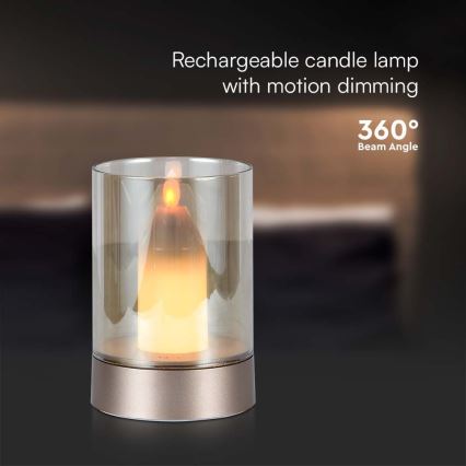 Светодиодная аккумуляторная настольная лампа с регулированием яркости LED/2W/5V 3000K 2400 mAh медный