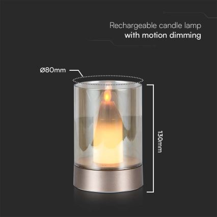 Светодиодная аккумуляторная настольная лампа с регулированием яркости LED/2W/5V 3000K 2400 mAh медный