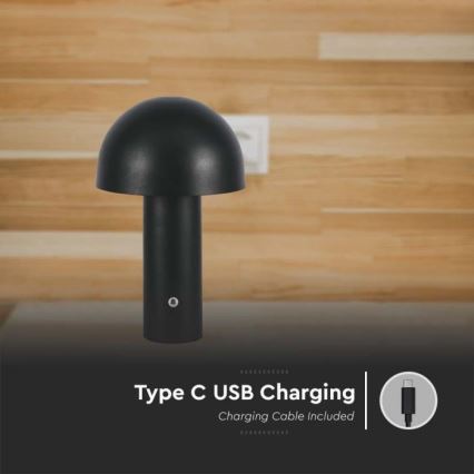 Светодиодная аккумуляторная сенсорная настольная лампа с регулированием яркости LED/1W/5V 3000-6000K 1800 mAh черный