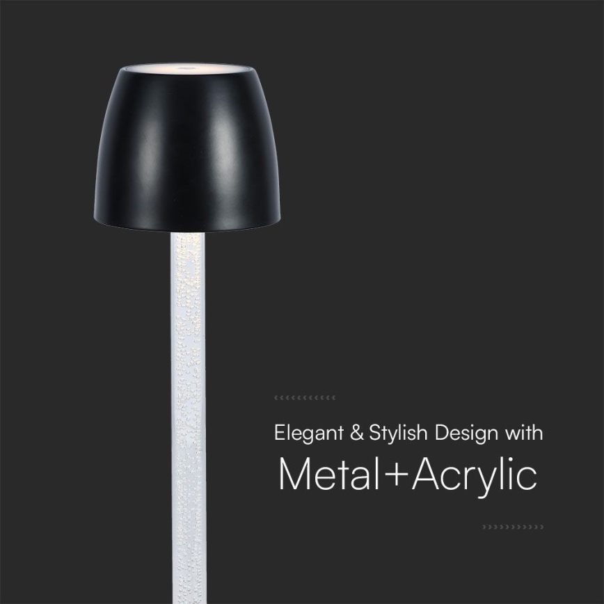 Светодиодная аккумуляторная сенсорная настольная лампа с регулированием яркости LED/3W/5V 3000K 1800 mAh черный