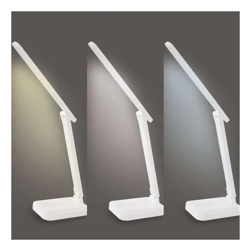Светодиодная аккумуляторная настольная лампа с регулированием яркости LED/5W/3,7V 3000K/4000K/6500K 800mAh белый