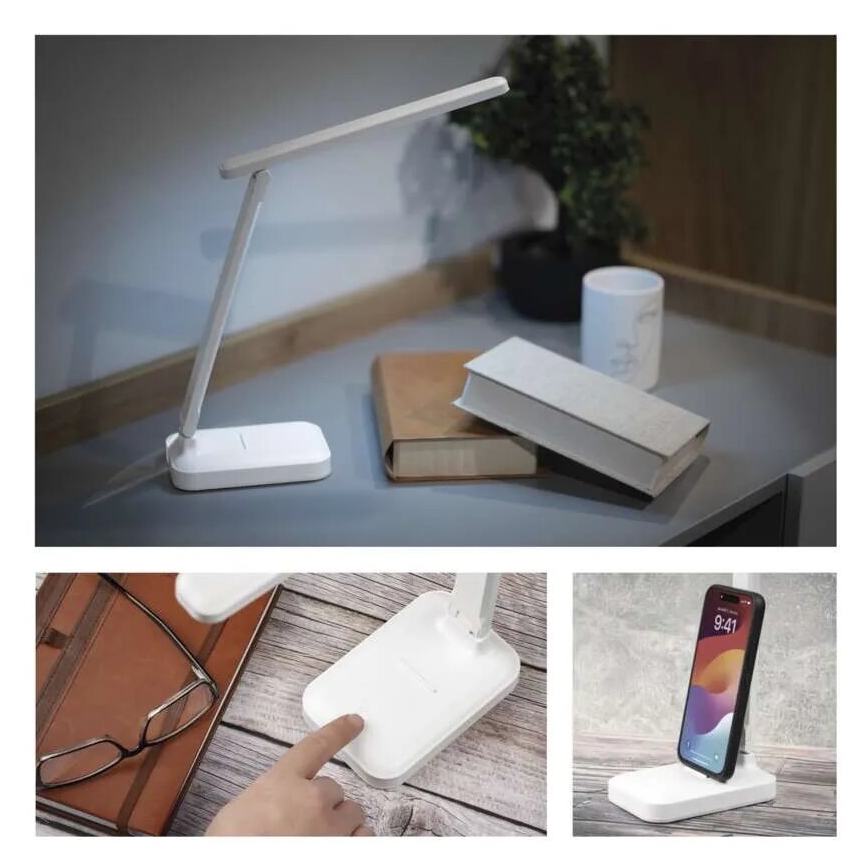 Светодиодная аккумуляторная настольная лампа с регулированием яркости LED/5W/3,7V 3000K/4000K/6500K 800mAh белый