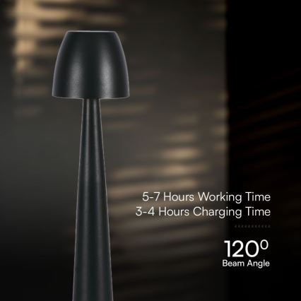 Светодиодная аккумуляторная сенсорная настольная лампа с регулированием яркости LED/3W/5V 3000-6000K 1800 mAh черный