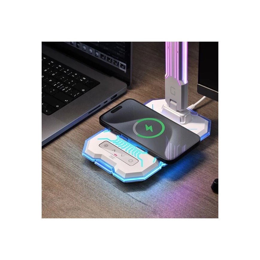 Светодиодная аккумуляторная сенсорная настольная RGB-лампа с регулированием яркости и беспроводной зарядкой LED/7,5W/5V 2700-5300K белый