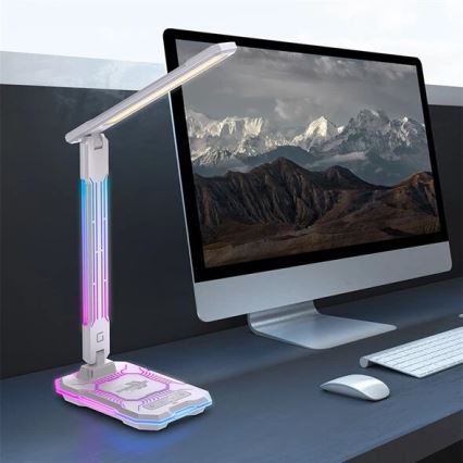 Светодиодная аккумуляторная сенсорная настольная RGB-лампа с регулированием яркости и беспроводной зарядкой LED/7,5W/5V 2700-5300K белый