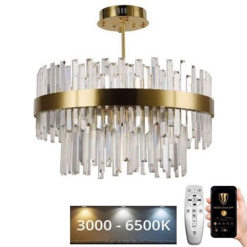 Светодиодная хрустальная люстра на штанге с регулированием яркости LED/80W/230V 3000-6500K золотистый + дистанционное управление