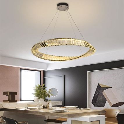 Светодиодная хрустальная подвесная люстра с регулированием яркости LED/50W/230V 3000-6500K + дистанционное управление