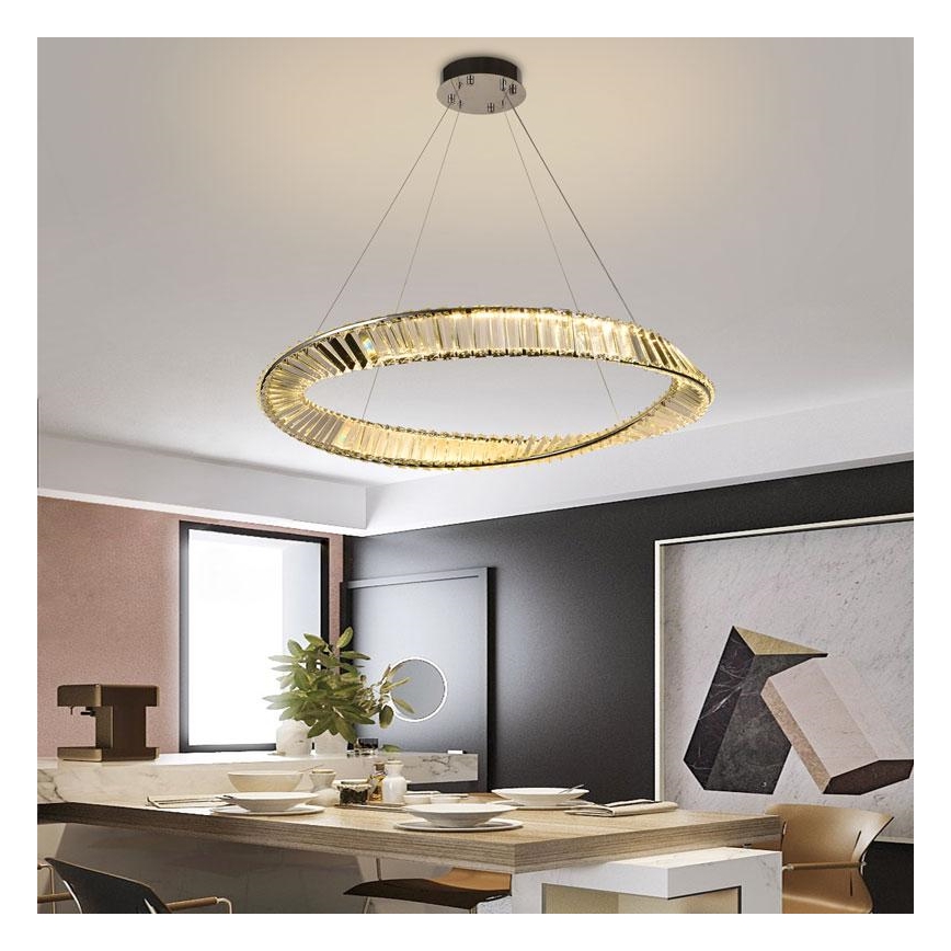 Светодиодная хрустальная подвесная люстра с регулированием яркости LED/50W/230V 3000-6500K + дистанционное управление