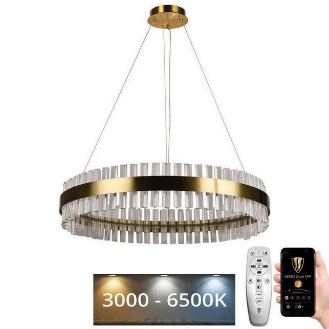 Светодиодная хрустальная подвесная люстра с регулированием яркости LED/55W/230V 3000-6500K + дистанционное управление