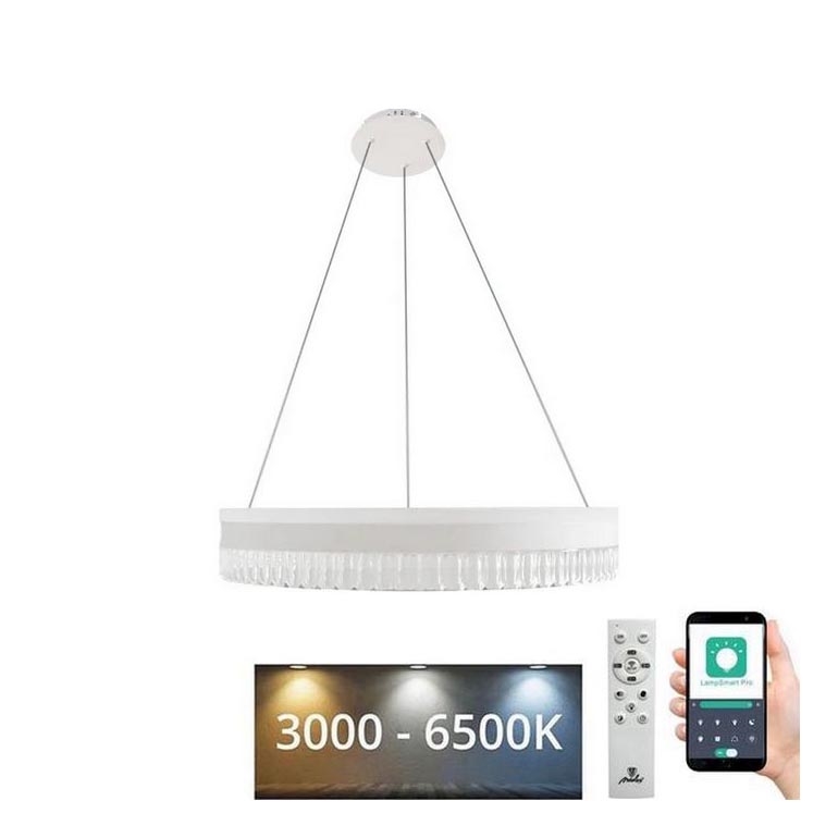 Светодиодная хрустальная подвесная люстра с регулированием яркости LED/80W/230V 3000-6500K белый + дистанционное управление