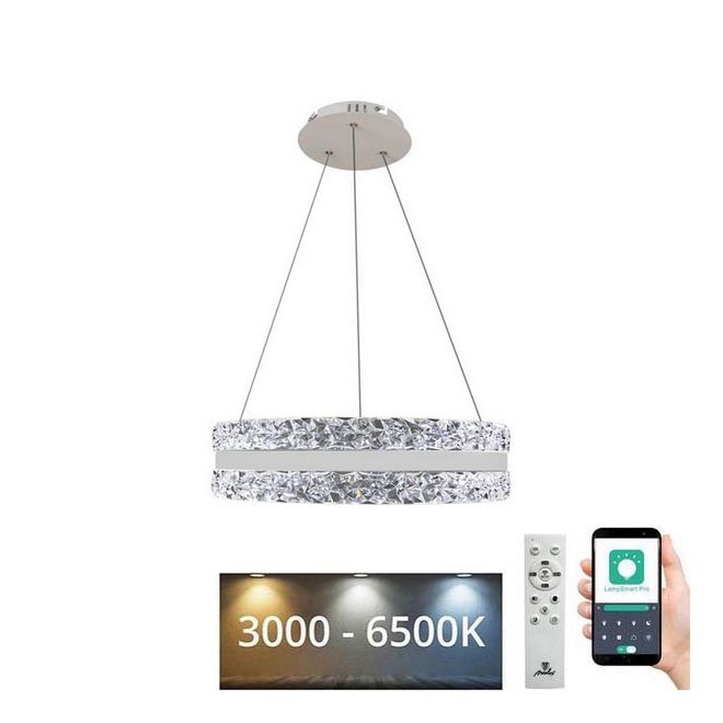 Светодиодная хрустальная подвесная люстра с регулированием яркости LED/80W/230V 3000-6500K белый + дистанционное управление