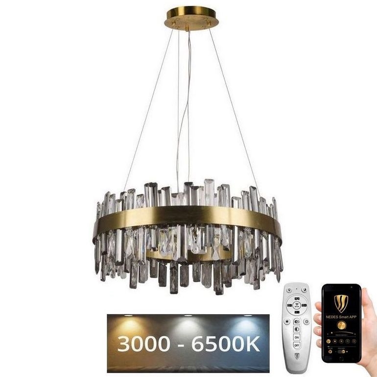 Светодиодная хрустальная подвесная люстра с регулированием яркости LED/80W/230V 3000-6500K + дистанционное управление