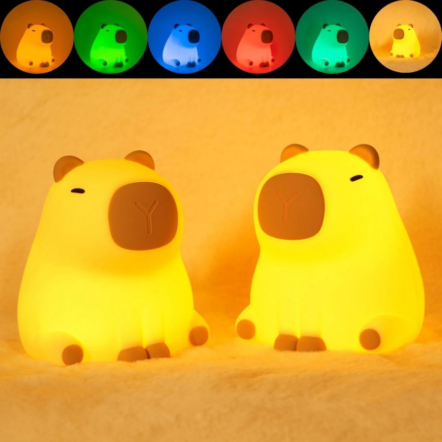 Светодиодная детская сенсорная RGBW-лампа с регулированием яркости LED/1W/5V USB 1200 mAh капибара