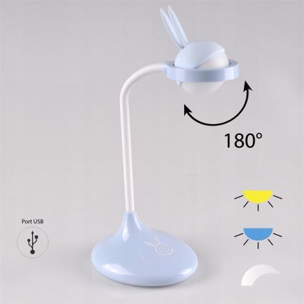 Светодиодная детская сенсорная лампа RABBIT LED/0,4W/5V 3000/6500K синий + USB