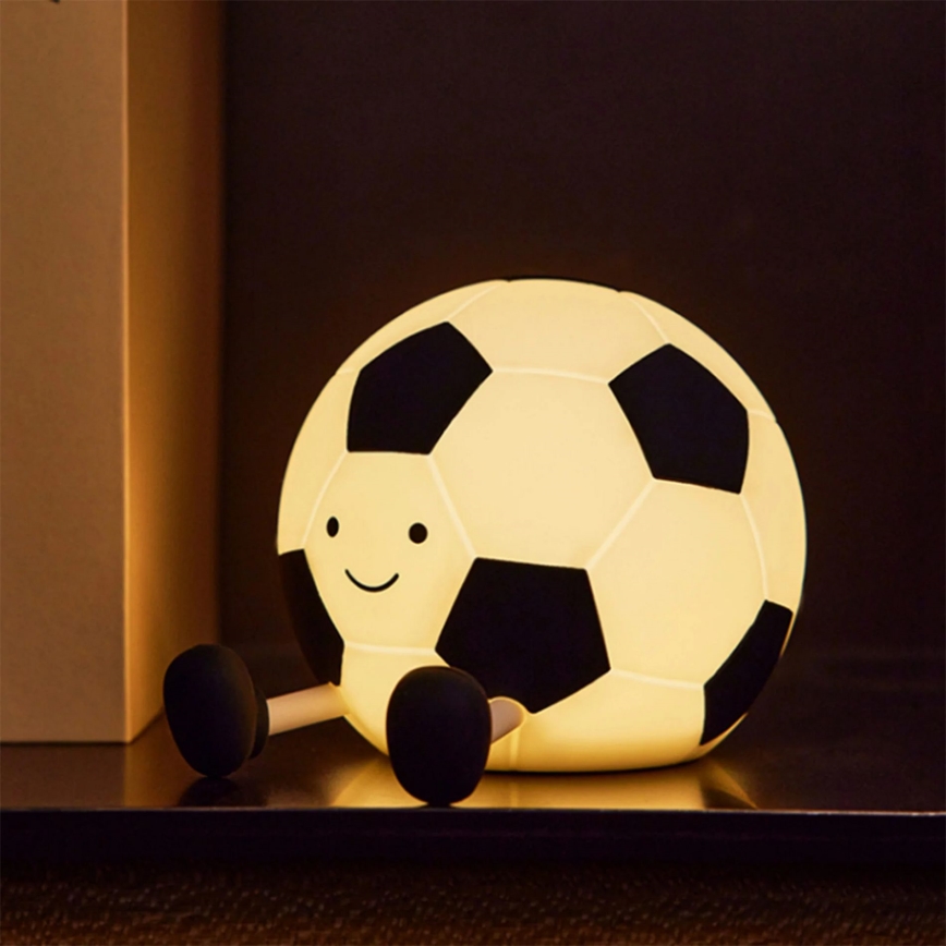 Светодиодная детская сенсорная лампа с регулированием яркости FOOTBALL LED/2W/5V USB 1200 mAh белый/черный