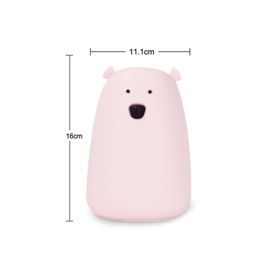 Светодиодная детская сенсорная RGB-лампа BEAR LED/0,8W/5V розовый + USB