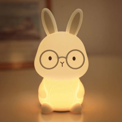Светодиодная детская сенсорная RGBW-лампа с регулированием яркости FLORKA LED/1W/5V USB 1200 mAh кролик белый/серый