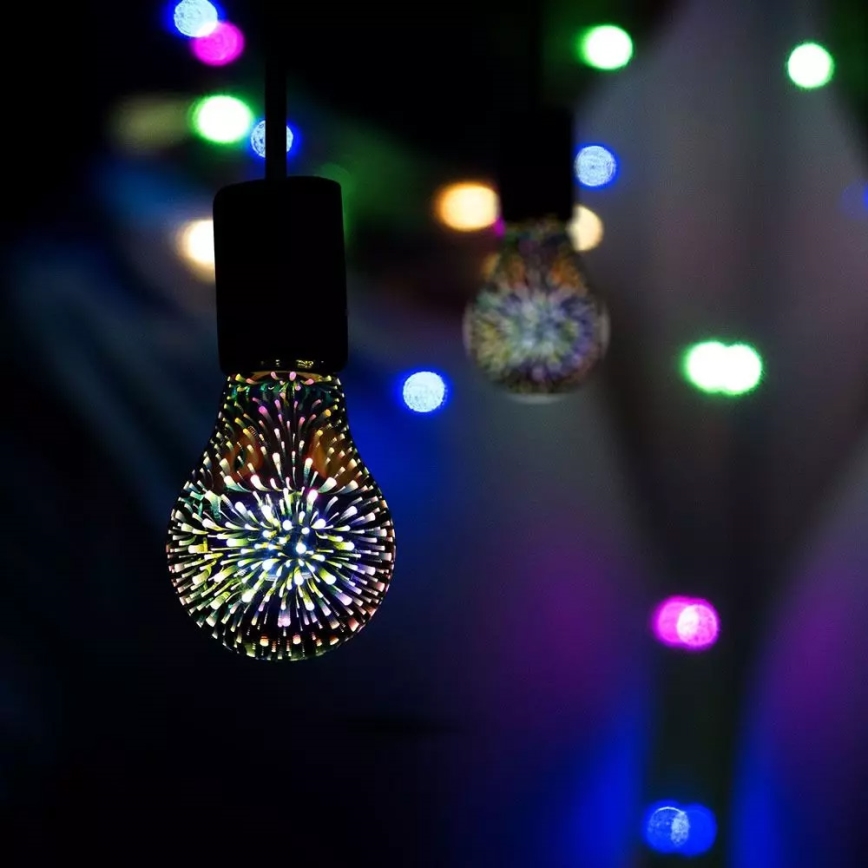 Светодиодная декоративная 3D-лампочка FILAMENT A60 E27/3W/230V 3000K