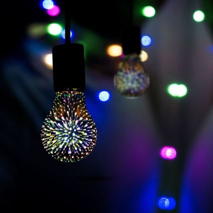 Светодиодная декоративная 3D лампочка FILAMENT A60 E27/3W/230V 3000K