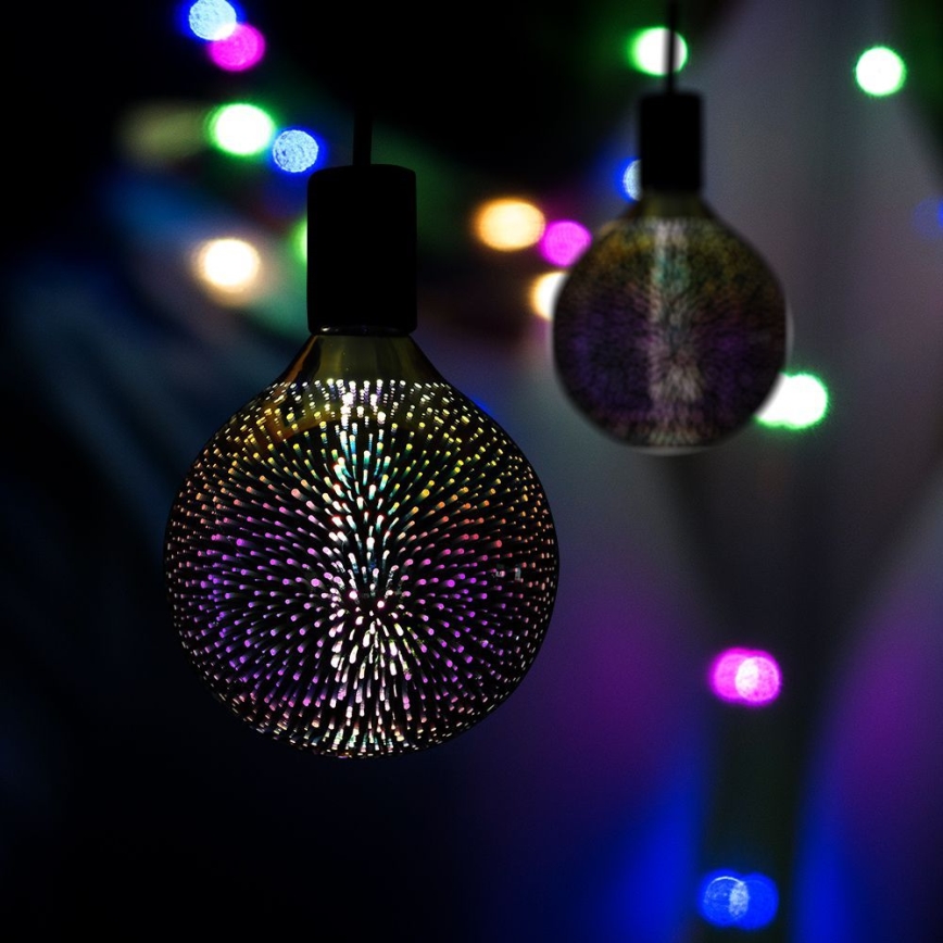 Светодиодная декоративная 3D-лампочка FILAMENT G125 E27/4W/230V 3000K