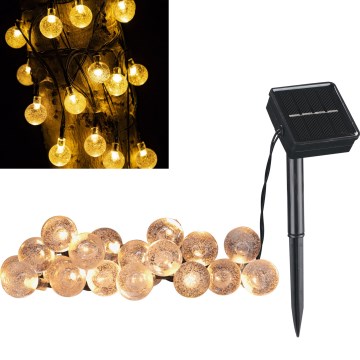 Светодиодная декоративная гирлянда на солнечной батарее BUBBLE GLASS 20xLED/8 функций 4,85 м 600 mAh IP44 теплый белый