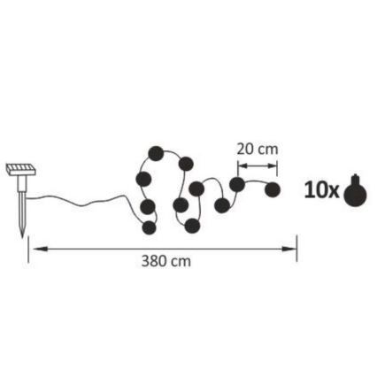 Светодиодная декоративная гирлянда на солнечной батарее LED/1,2V 3,8 м IP44