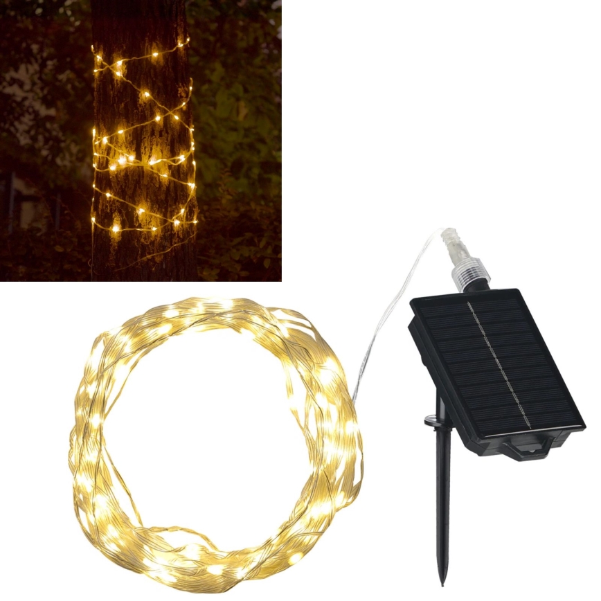 Светодиодная декоративная гирлянда на солнечной батарее LED/3,7V 1800 mAh 10 м IP44 + дистанционное управление