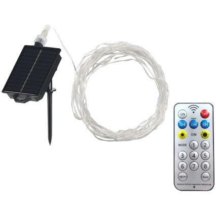 Светодиодная декоративная гирлянда на солнечной батарее LED/3,7V 1800 mAh 10 м IP44 + дистанционное управление
