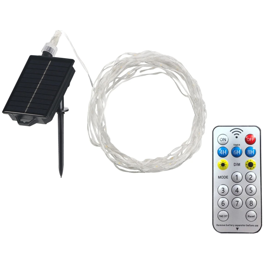 Светодиодная декоративная гирлянда на солнечной батарее LED/3,7V 1800 mAh 10 м IP44 + дистанционное управление